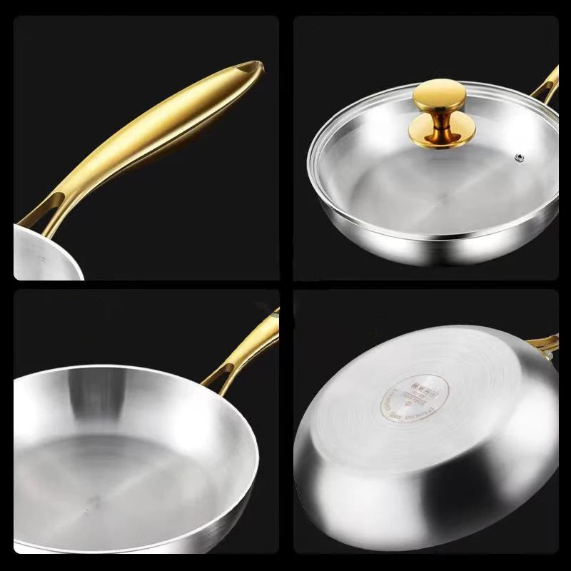 316 Stainless Steel Frying Pan & Wok – Nonstick, Durable, and Compatible with All Cooktops