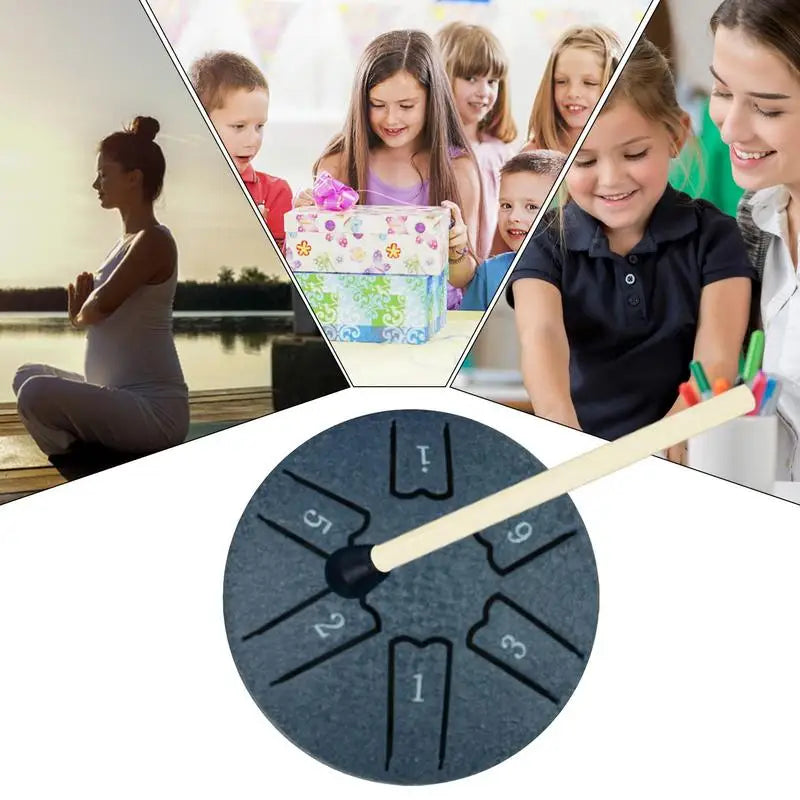 Steel Drum For Kids 6-Note 3-Inch A-Key Tank Drum For Meditation Handpan Drum Percussion Instrument Includes Mallets & Music