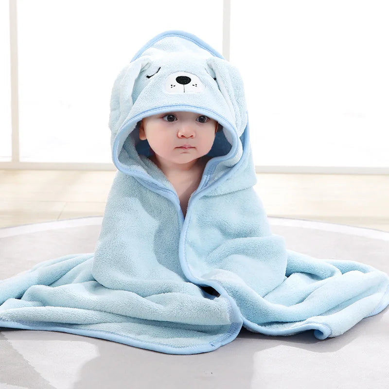 Cartoon Animal Baby Bath Towels – Soft Hooded Towel and Swaddle Wrap for Newborns and Toddlers