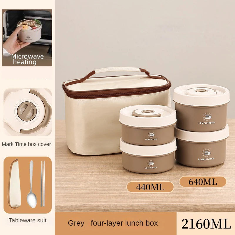 Portable Insulated Lunch Box Set – Stackable Stainless Steel Bento Containers for Fresh & Convenient Meals Anywhere