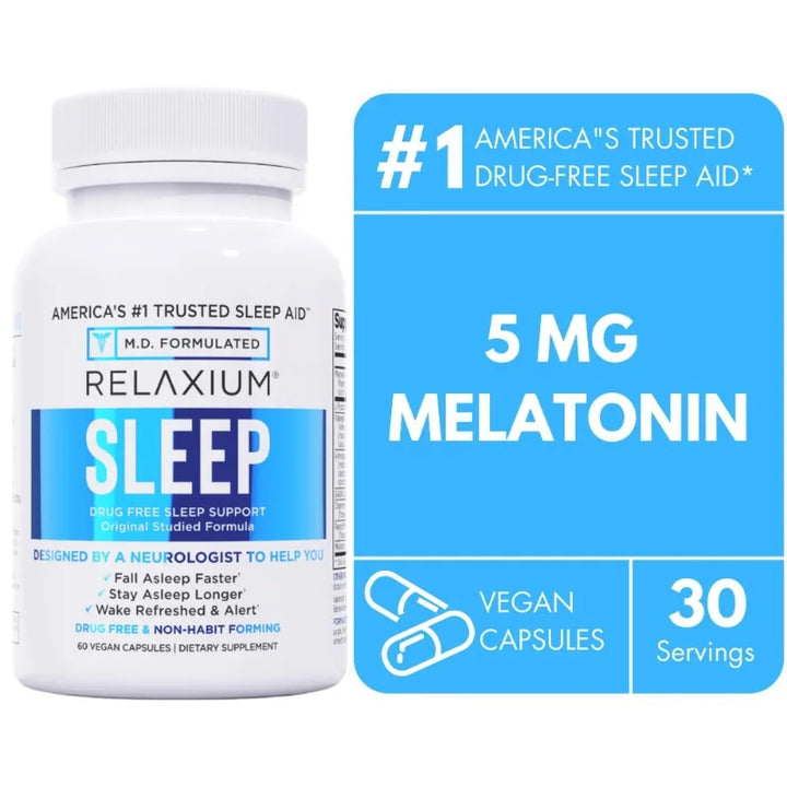 Melatonin, Ashwagandha Extract, Adult Sleep Aid, Non-Habit Forming, Helps Reduce Dreaming, Sleep Soundly, 60 Veggie Capsules