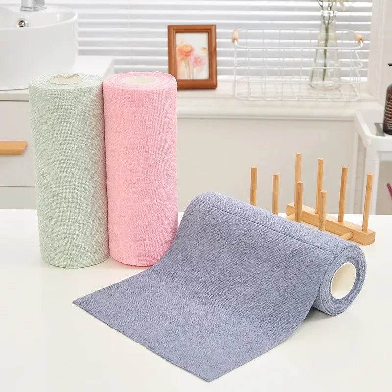 Reusable Cleaning Wipe Roll – Microfiber Kitchen Cloths and Dish Rags (1 Roll, 20 Sheets)