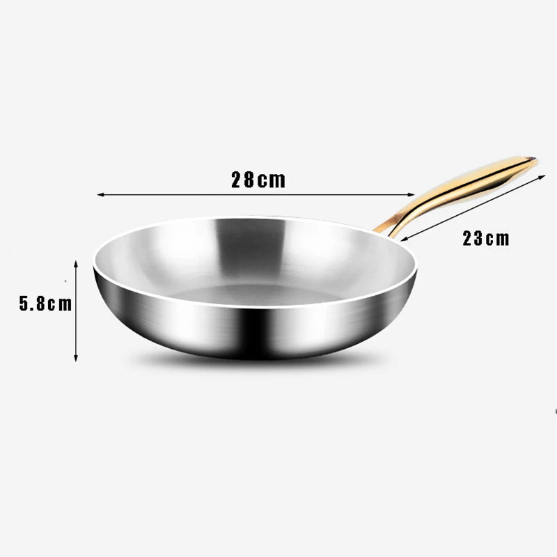 316 Stainless Steel Frying Pan & Wok – Nonstick, Durable, and Compatible with All Cooktops