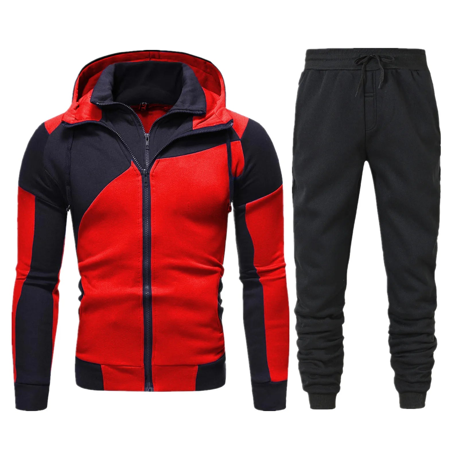 Spring Men's Sweatpants Sets Fashion Handsome Double Zipper Stand Neck Two Piece Suits Casual Sportswear Hoodies and Pants