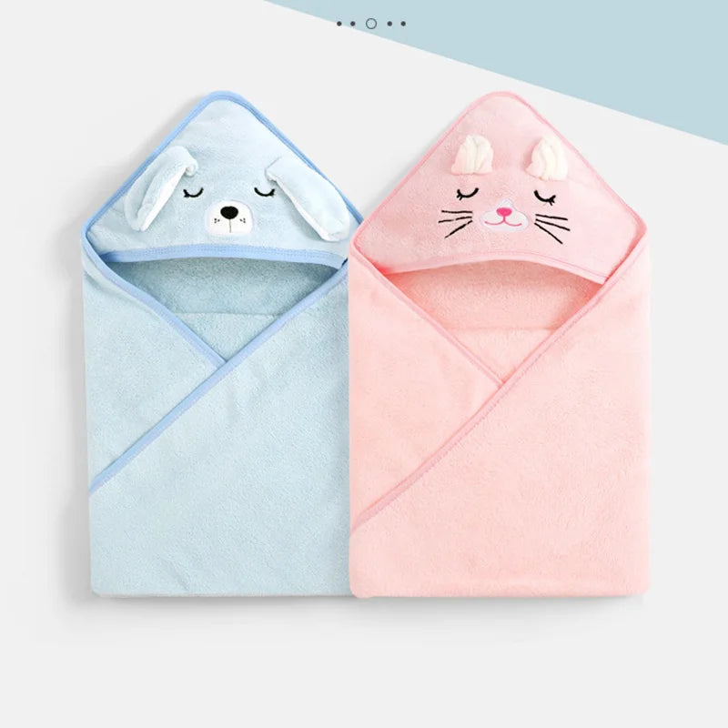 Cartoon Animal Baby Bath Towels – Soft Hooded Towel and Swaddle Wrap for Newborns and Toddlers