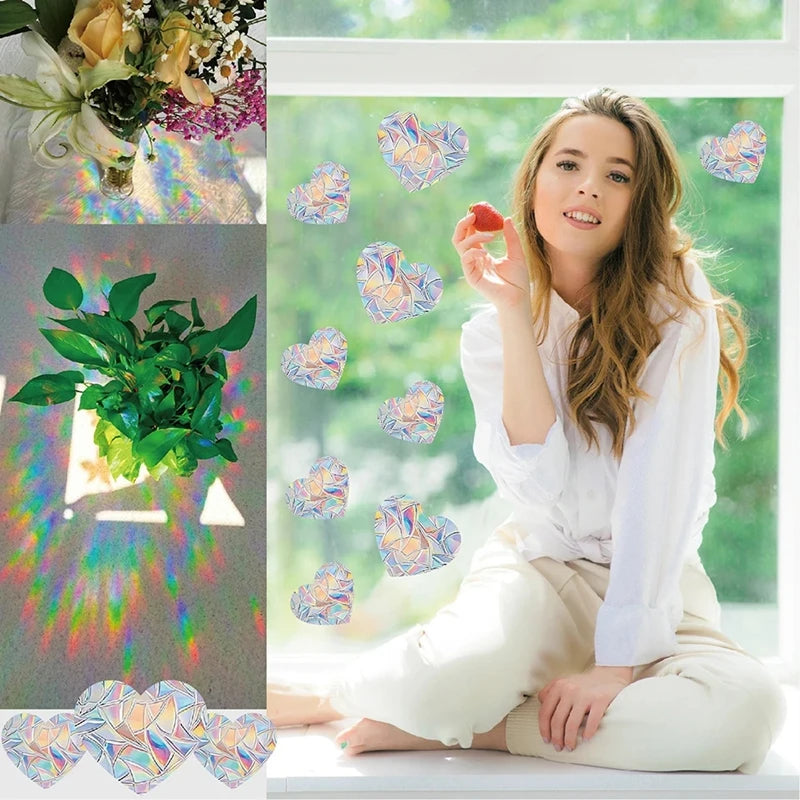 Rainbow Suncatcher Window Stickers – PVC Cat & Butterfly Prism Glass Decals for Kids' Bedroom Decoration