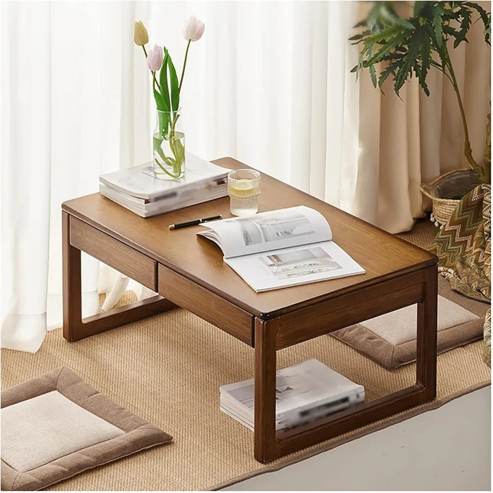 Japanese Floor Table, Low Altar Table for Meditation, Tatami Coffee Table, Small Tea Table for Floor Sitting, for Dining & Spiri