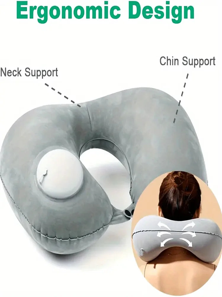 Inflatable Travel Neck Pillow – Lightweight, Portable & Comfortable for Airplane Travel