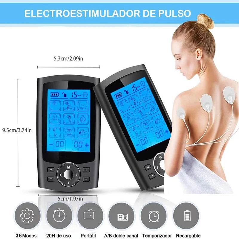 TENS Muscle Stimulator – 36-Mode Electric EMS Acupuncture Body Massager & Digital Therapy Slimming Machine