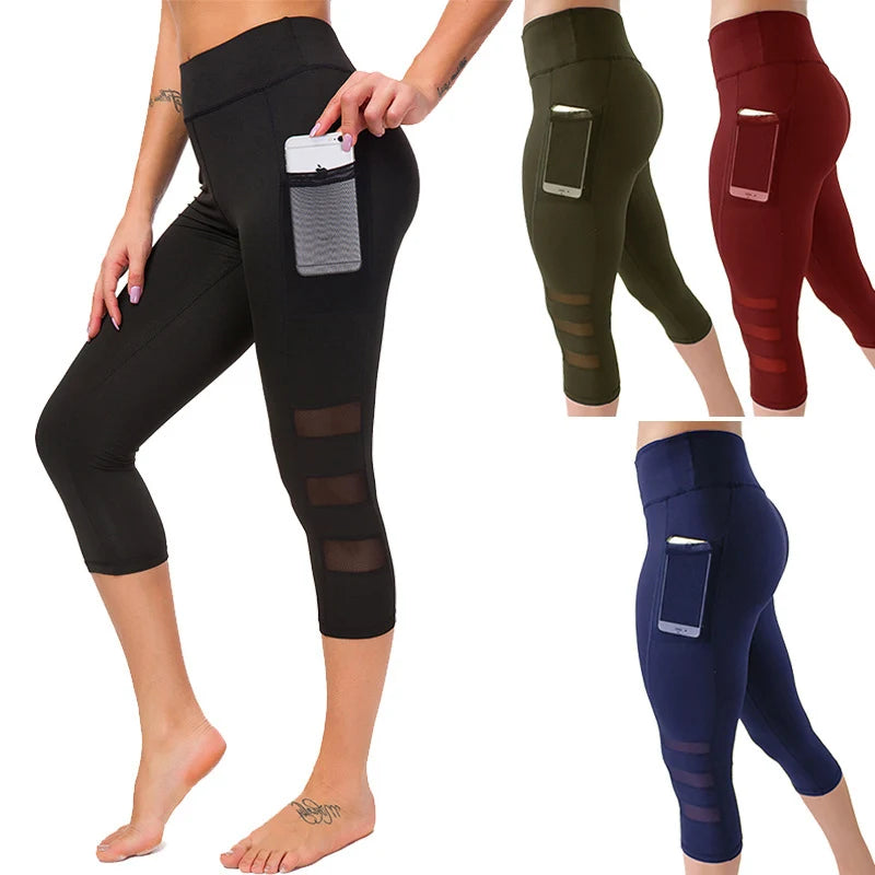 High Waist Seamless Dotted Hollow Out Sport Women Tights Yoga Pants Workout Activewear Gym Clothing Women's Tights