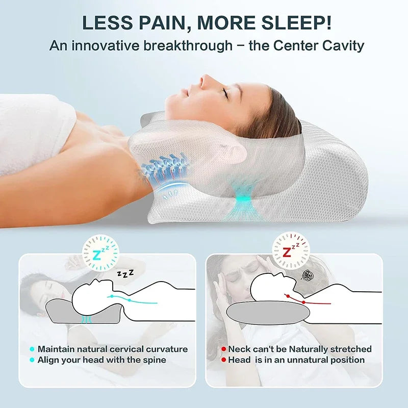 2-in-1 Memory Foam Cervical Pillow – Ergonomic Contour for Neck Pain Relief and Better Sleep