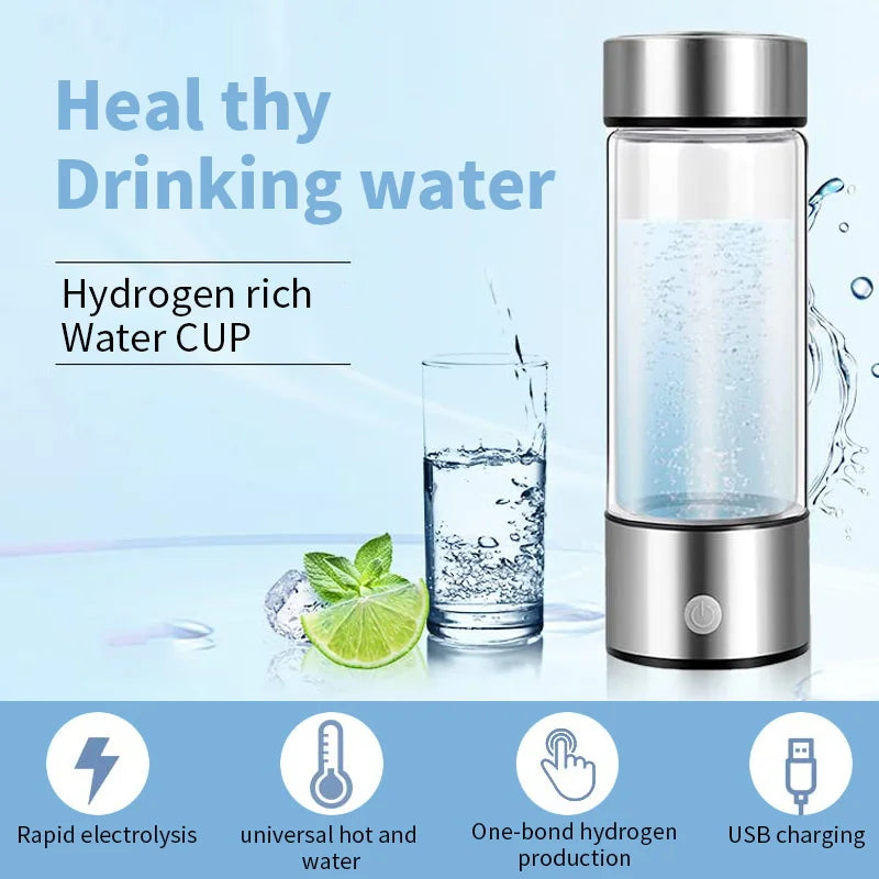 Hydrogen-Rich Water Cup – Portable Electric Hydrogen Water Generator Bottle with Titanium Filter for Health and Wellness (USB Powered)