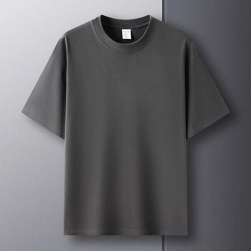 100% Pure Cotton Men’s Short Sleeve T-Shirt – High-End Brand, Breathable, Fashionable Round Neck Summer Top