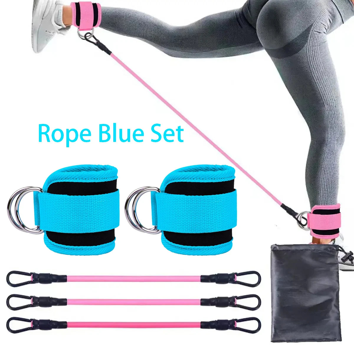 Ankle Strap Resistance Bands – Elastic Fitness Bands for Hip & Leg Strength, Home Training, Yoga, Pilates & Gym Workouts