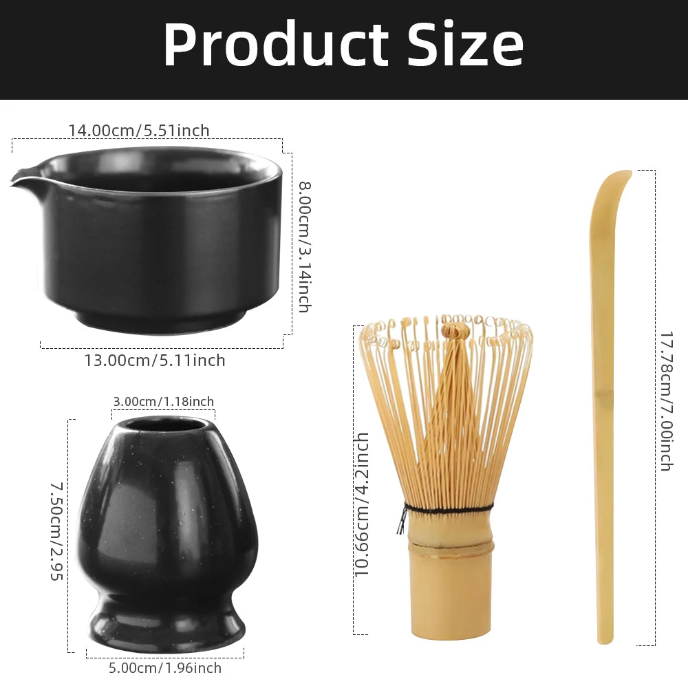 4PCS Japanese Matcha Tea Set – Bamboo Whisk & Teaspoon Tea-Making Tools for Home & Beverage Shops