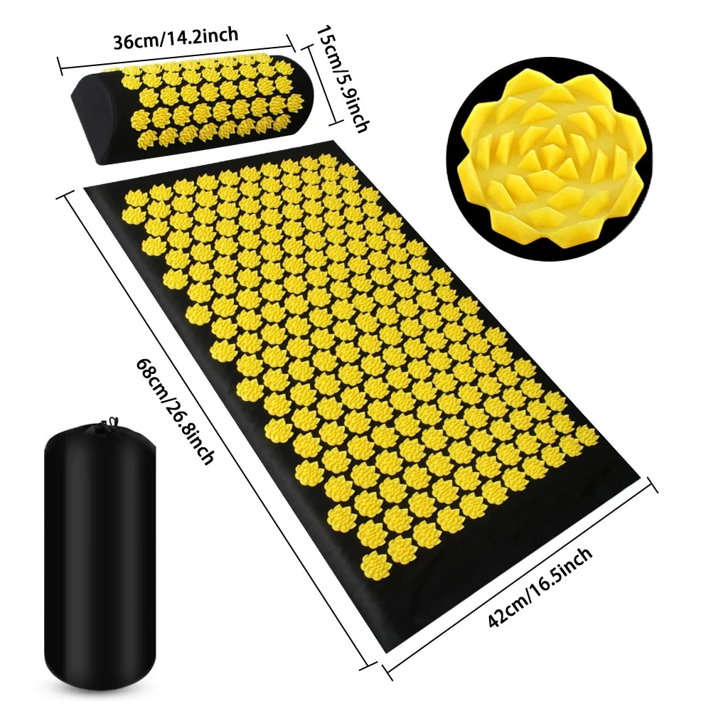 Acupressure Yoga Mat – Kuznetsov’s Applicator Cushion with Spikes, Sensi Massage Body Needles, and Foot Massager for Fitness & Relaxation