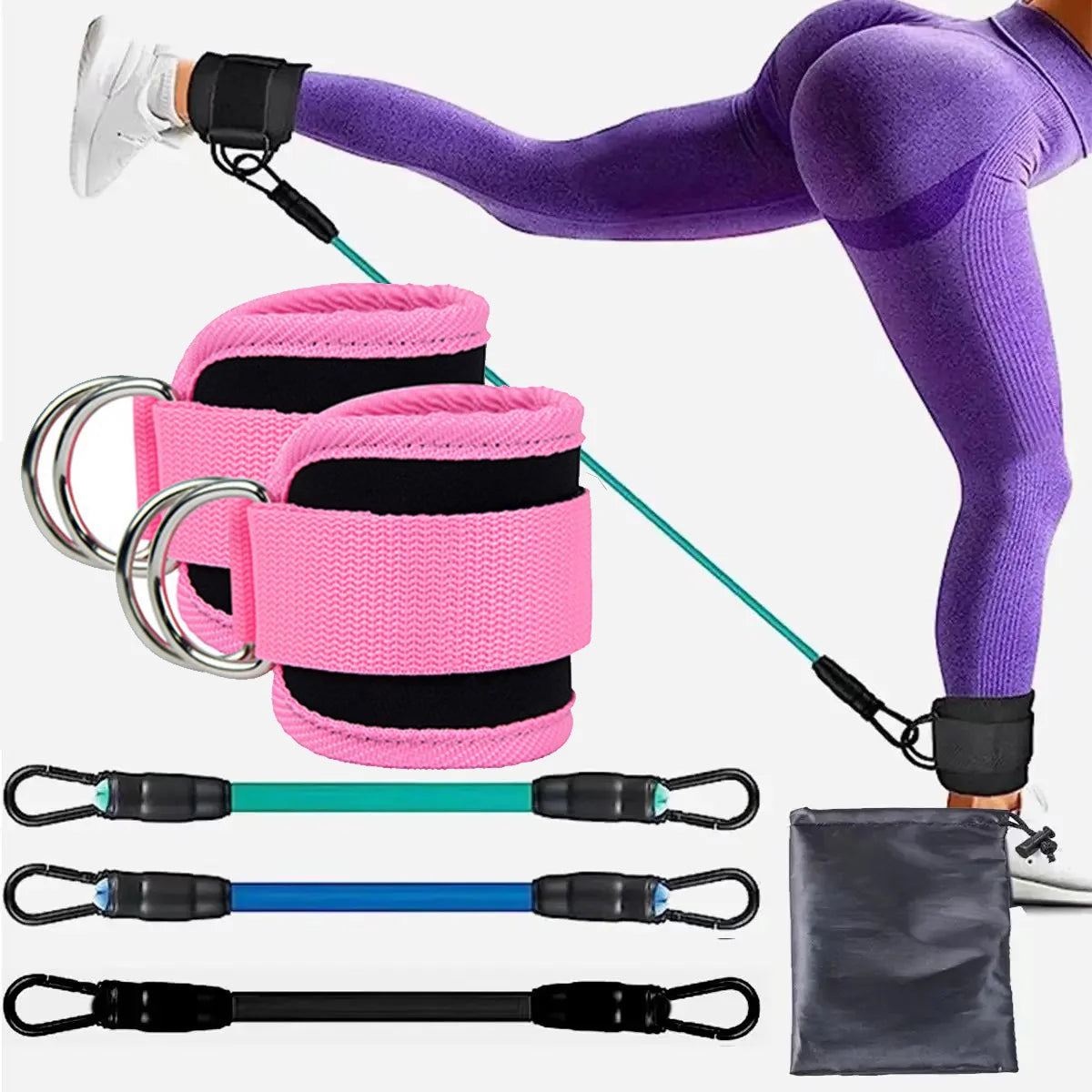 Ankle Strap Resistance Bands – Elastic Fitness Bands for Hip & Leg Strength, Home Training, Yoga, Pilates & Gym Workouts