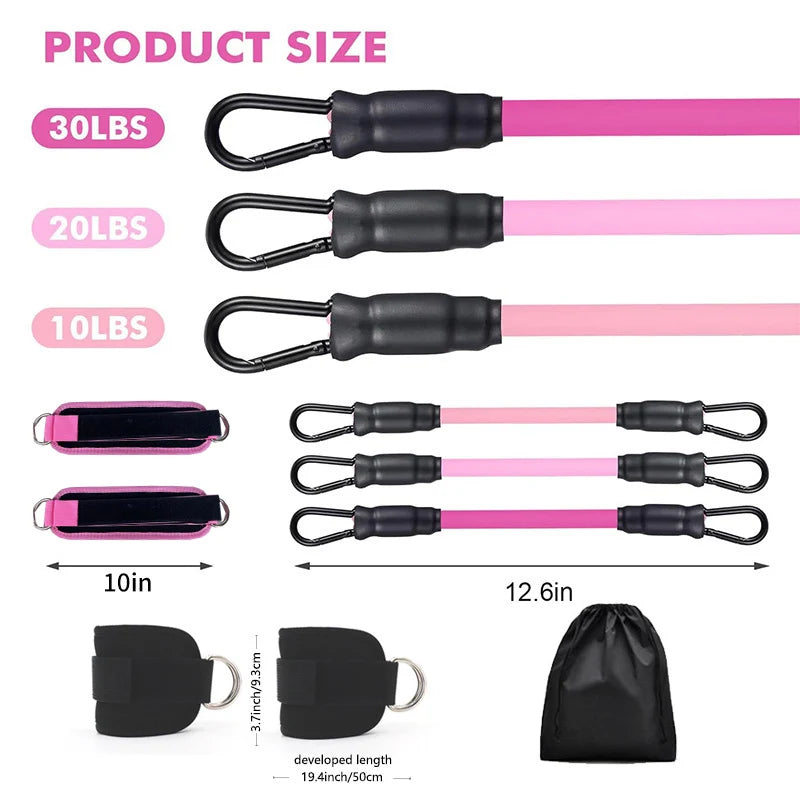 Ankle Strap Resistance Bands – Elastic Fitness Bands for Hip & Leg Strength, Home Training, Yoga, Pilates & Gym Workouts