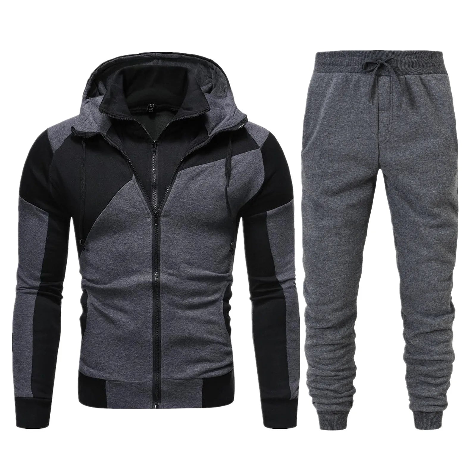 Spring Men's Sweatpants Sets Fashion Handsome Double Zipper Stand Neck Two Piece Suits Casual Sportswear Hoodies and Pants