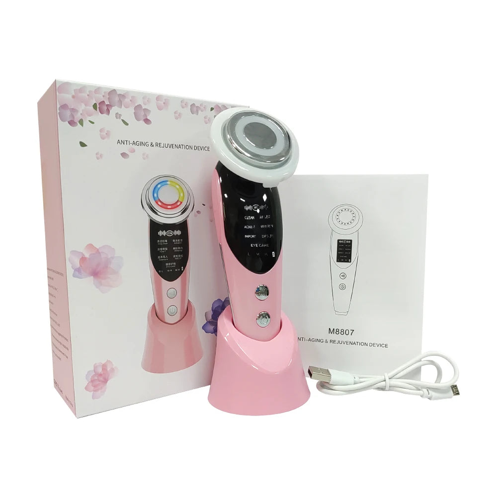 7-in-1 Face Lifting Device – EMS Microcurrent, LED Skin Rejuvenation, and Neck Firming Massager for Radiant, Youthful Skin