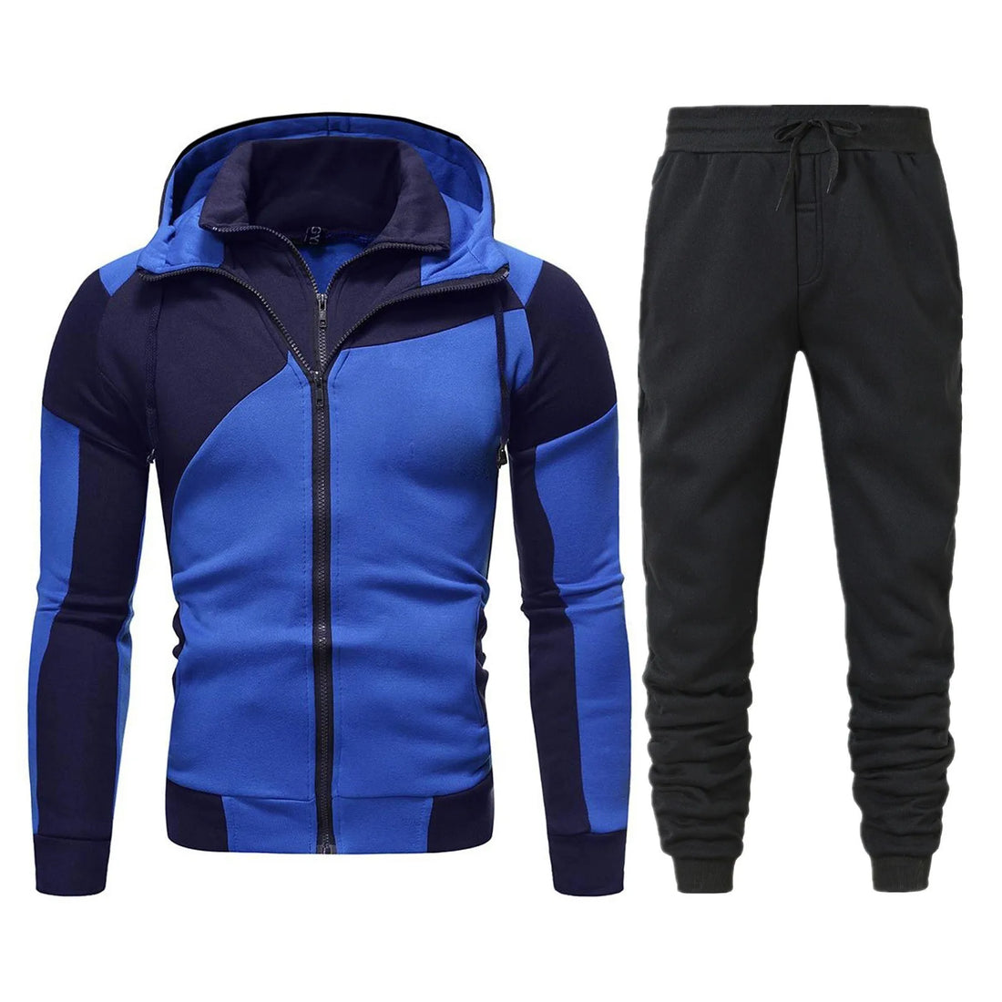 Spring Men's Sweatpants Sets Fashion Handsome Double Zipper Stand Neck Two Piece Suits Casual Sportswear Hoodies and Pants
