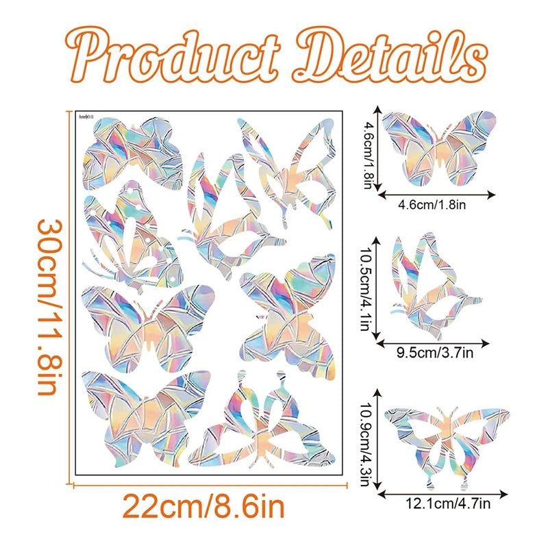 Rainbow Suncatcher Window Stickers – PVC Cat & Butterfly Prism Glass Decals for Kids' Bedroom Decoration