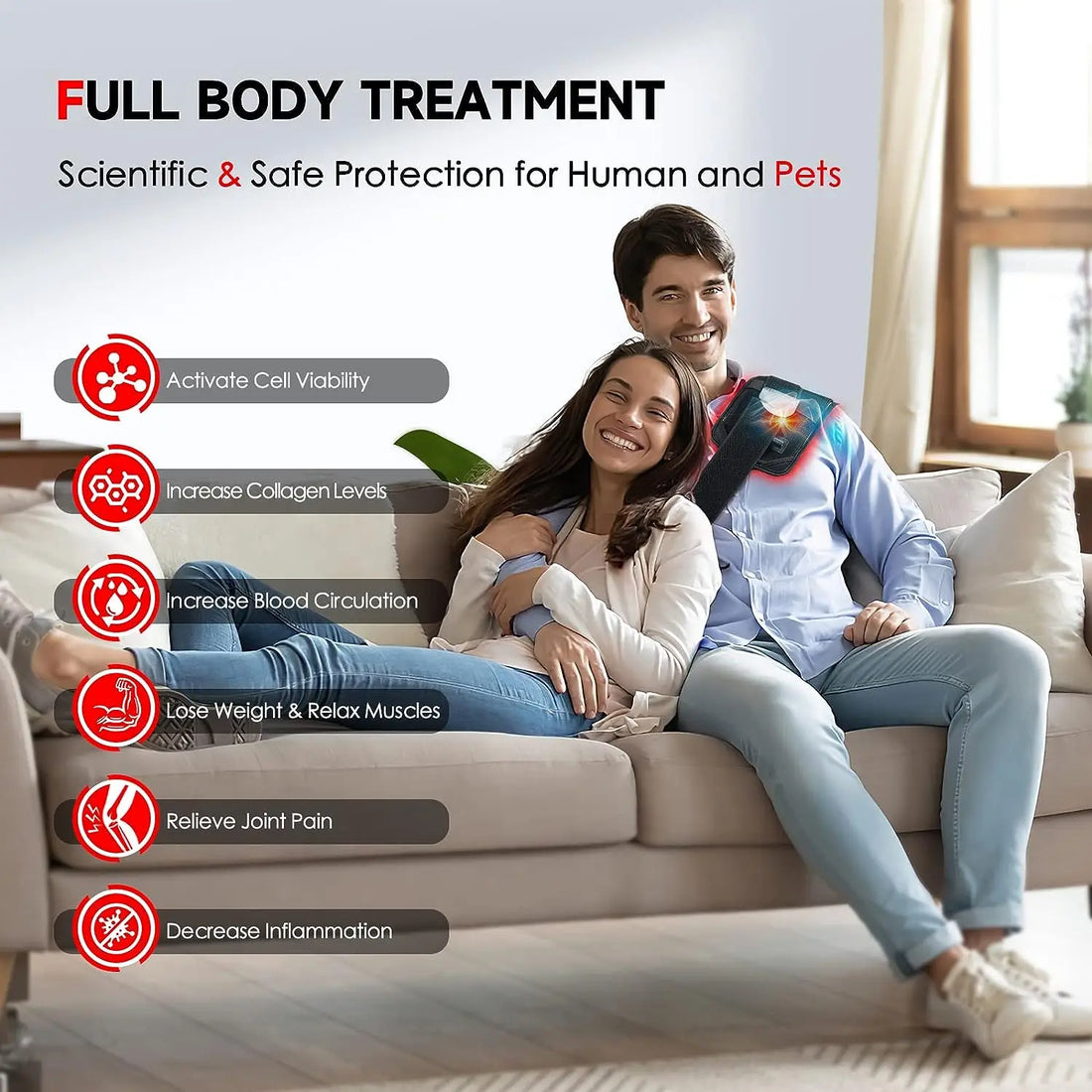 60 LEDs Red & Infrared Light Therapy Belt – 850nm & 660nm Fat Burning Slimming Machine, Back & Full-Body Heat Pad for Waist & Body Contouring