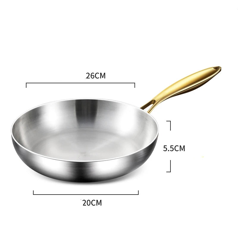 316 Stainless Steel Frying Pan & Wok – Nonstick, Durable, and Compatible with All Cooktops
