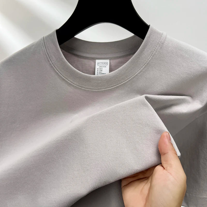 100% Pure Cotton Men’s Short Sleeve T-Shirt – High-End Brand, Breathable, Fashionable Round Neck Summer Top