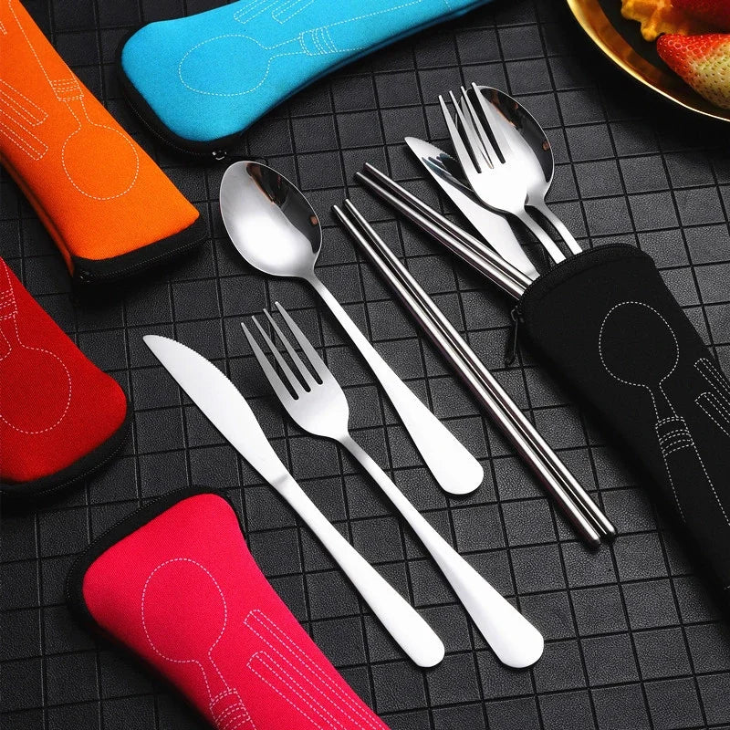 Portable Tableware Storage Bag – Travel Cutlery Pouch for Fork, Spoon, Knife (Without Tableware)
