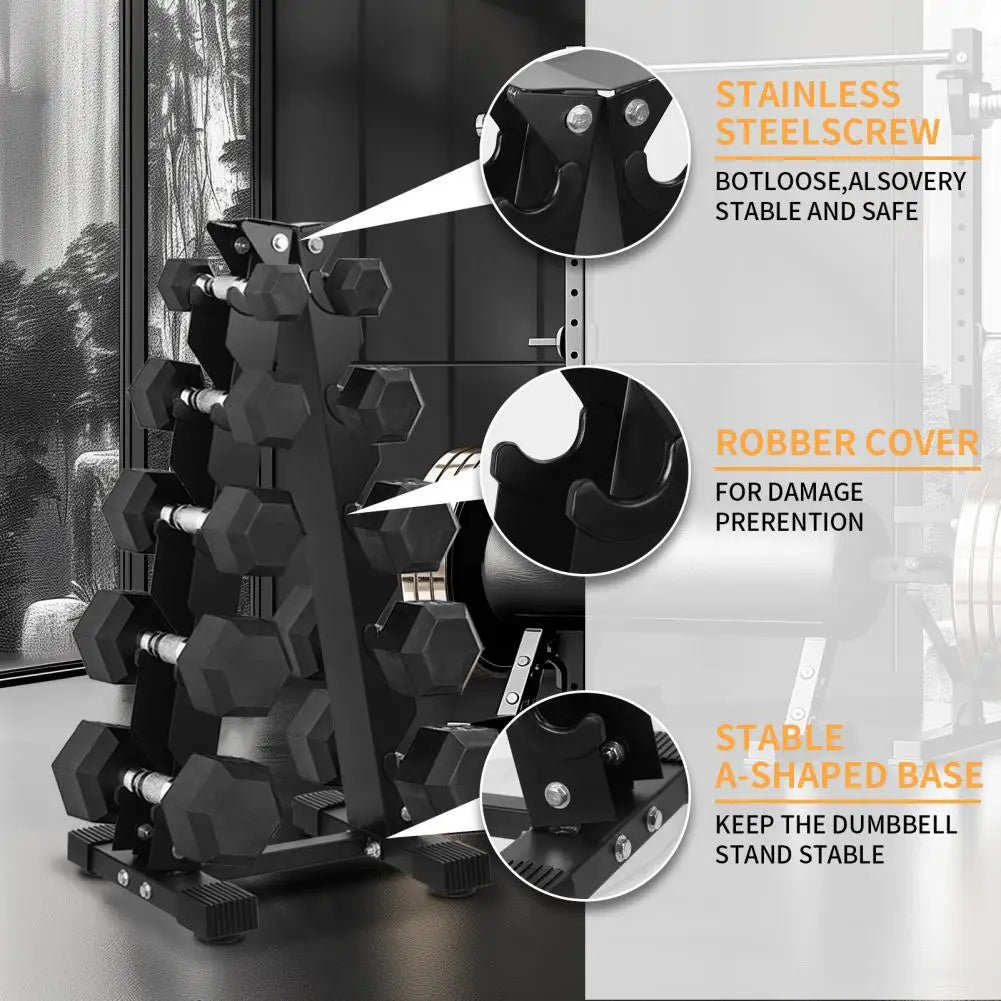 5-Tiers Dumbbell Rack Home Sports Fitness Equipment Storage Holder Weight Support Dumbbell Floor Bracket Gym Space Saver Shelf