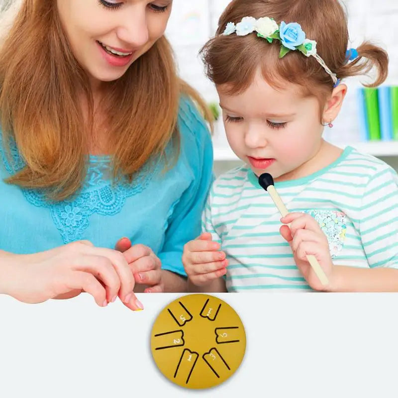 Steel Drum For Kids 6-Note 3-Inch A-Key Tank Drum For Meditation Handpan Drum Percussion Instrument Includes Mallets & Music