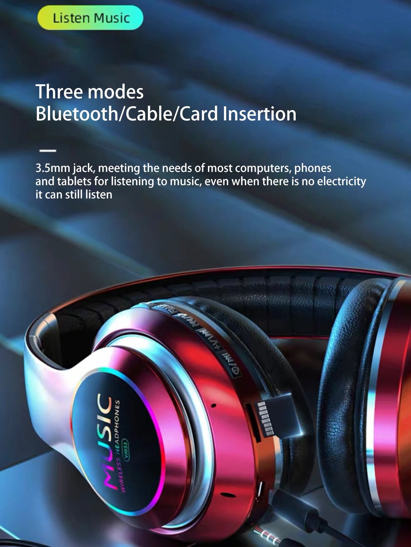 Colorful flowing optical head wearable wireless earphones, long-lasting and lossless sound quality, high-quality sports wireless