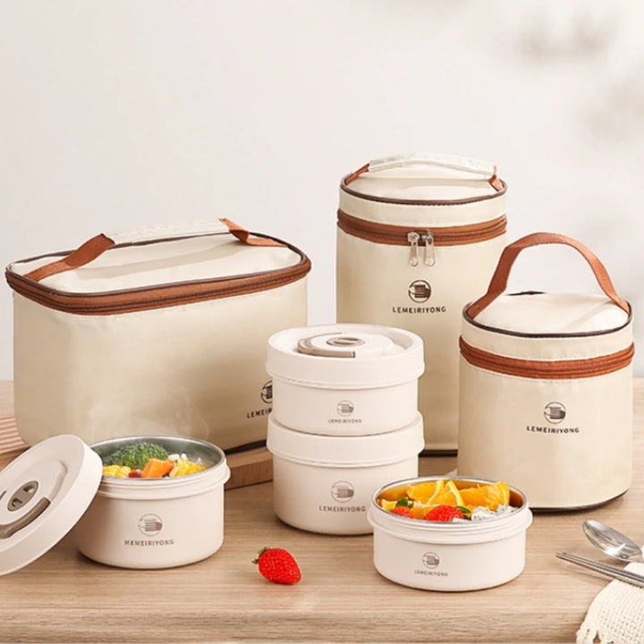 Portable Insulated Lunch Box Set – Stackable Stainless Steel Bento Containers for Fresh & Convenient Meals Anywhere