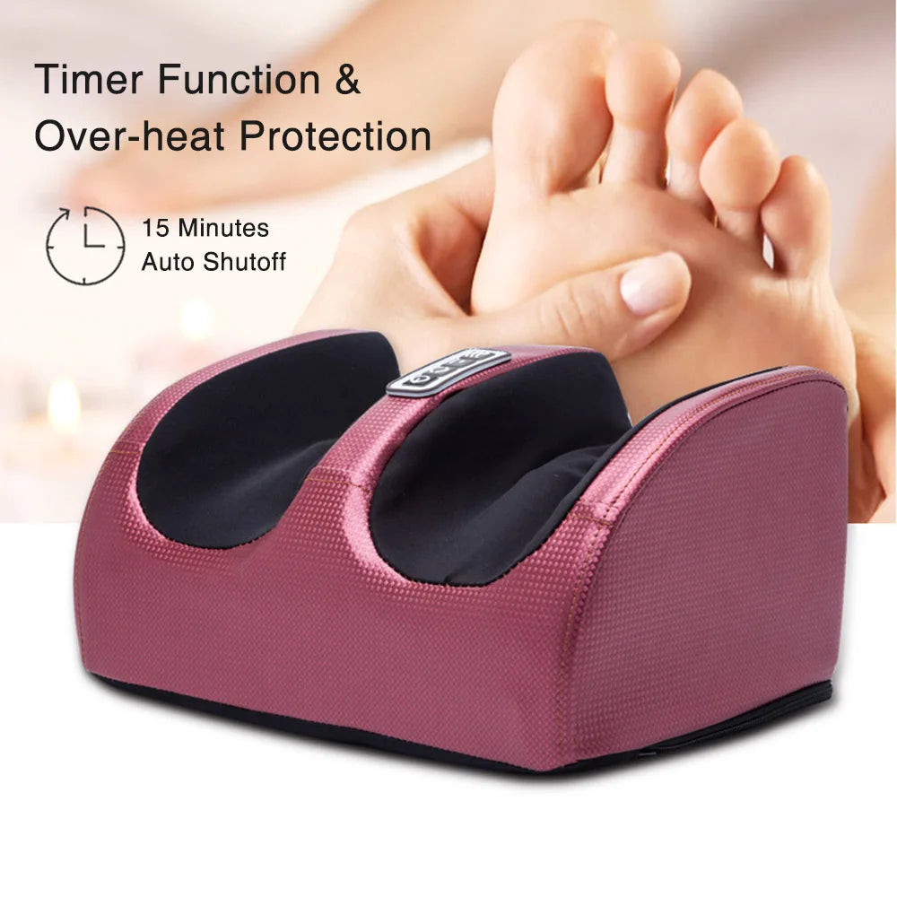 Electric Foot Massager with Heating Therapy – Shiatsu Kneading, Compression & Roller Massage for Muscle Relaxation & Pain Relief
