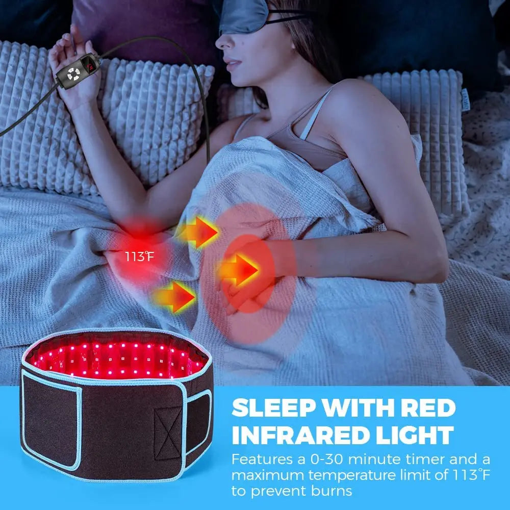 Red & Infrared Light Therapy Belt – 850nm & 660nm LED Slimming Waist Wrap & Heat Pad for Fat Burning & Full Body Care