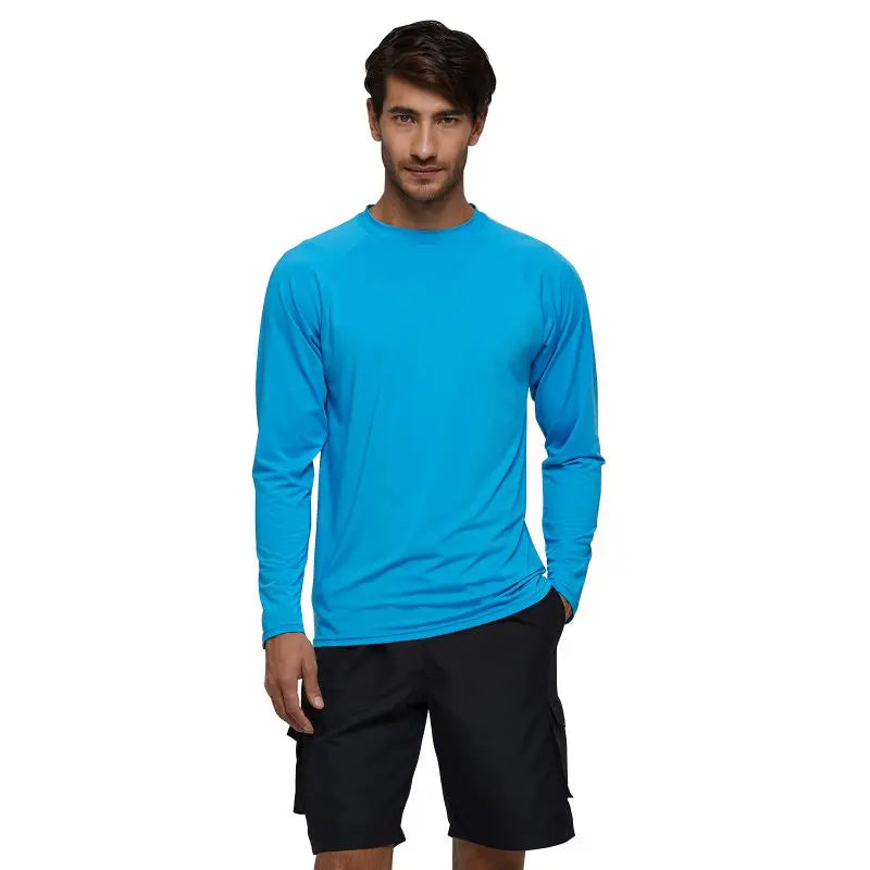 Men's UPF 50+ Long Sleeve Shirts Sun Protection SPF/UV Fishing Hiking Running T-Shirts Rashguard Swim Shirts