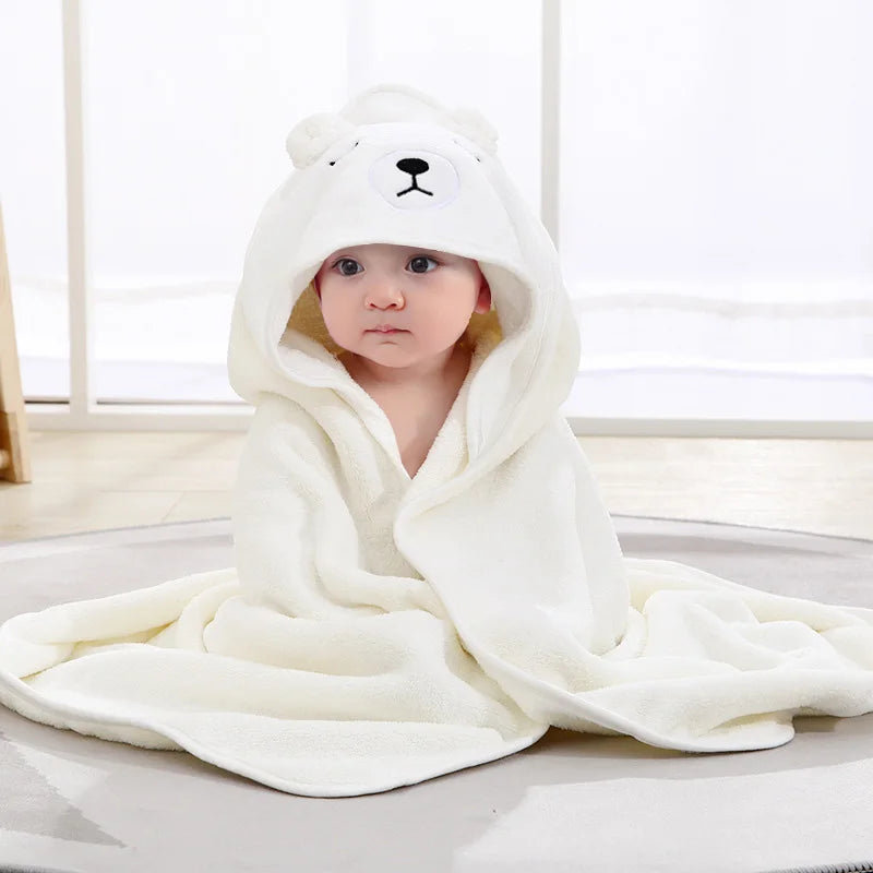 Cartoon Animal Baby Bath Towels – Soft Hooded Towel and Swaddle Wrap for Newborns and Toddlers