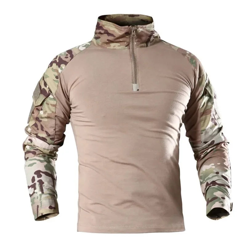 Men's Outdoor Tactical Military Long Sleeve T Shirt for Hiking, Climbing, Hunting - Quick-drying Sports Tee