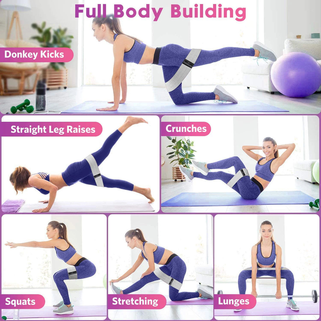 Fabric Resistance Hip & Booty Bands – Elastic Glute, Thigh, and Squat Workout Loops for Home Fitness, Yoga & Gym Training
