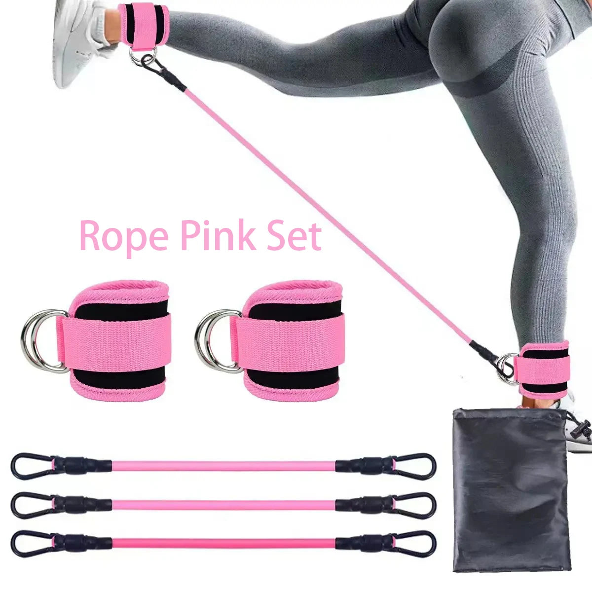 Ankle Strap Resistance Bands – Elastic Fitness Bands for Hip & Leg Strength, Home Training, Yoga, Pilates & Gym Workouts