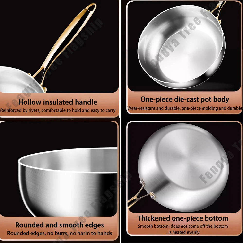 316 Stainless Steel Deepened Frying Pan & Wok – Nonstick, Durable & Universal for All Cooktops
