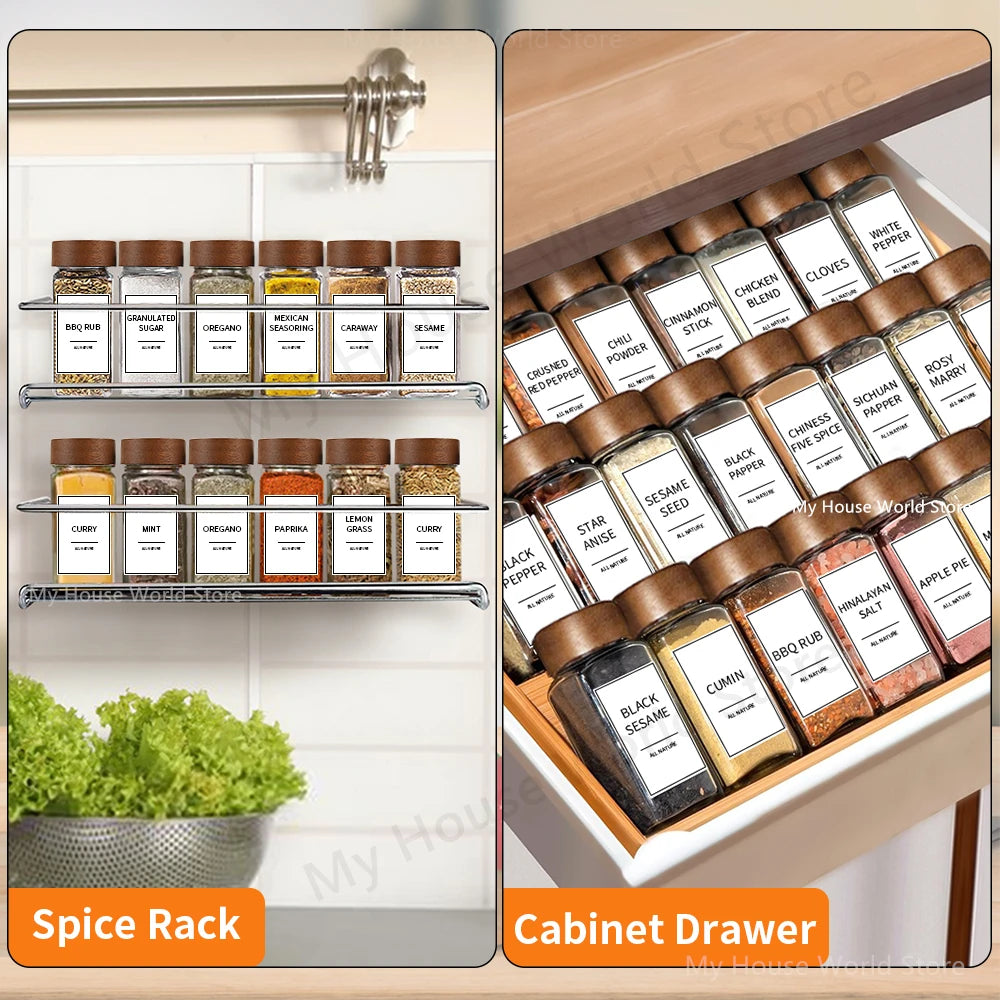 13Pcs Glass Spice Jars with Bamboo Lids – 4oz Seasoning Organizer Set for Spice Rack & Kitchen Storage