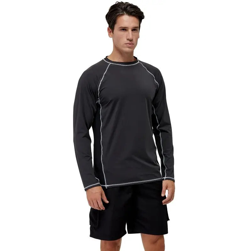 Men's UPF 50+ Long Sleeve Shirts Sun Protection SPF/UV Fishing Hiking Running T-Shirts Rashguard Swim Shirts