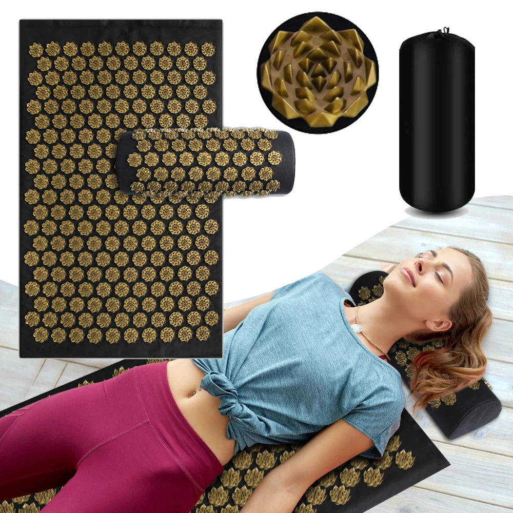 Acupressure Yoga Mat – Kuznetsov’s Applicator Cushion with Spikes, Sensi Massage Body Needles, and Foot Massager for Fitness & Relaxation