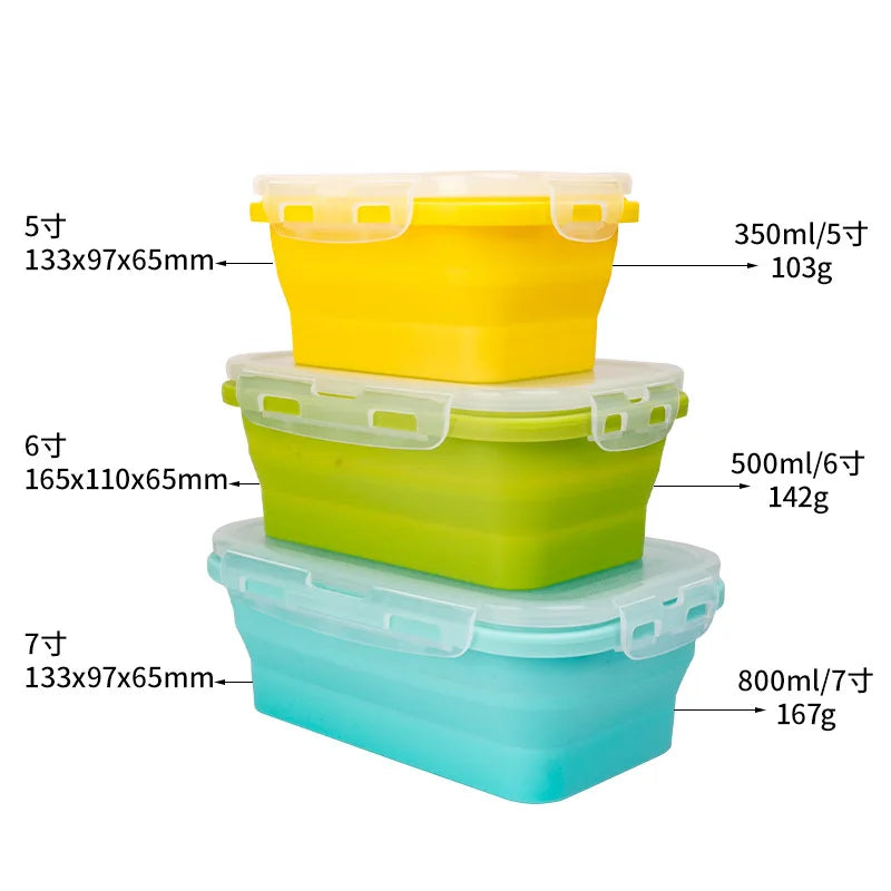 4pcs Collapsible Food Storage Containers – Airtight, Freezer & Microwave Safe for Leftovers and Fresh Fruit