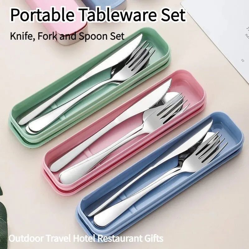 3-Piece 410 Stainless Steel Portable Cutlery Set – Mirror Polished Knife, Fork, and Spoon with Rounded Comfortable Edges