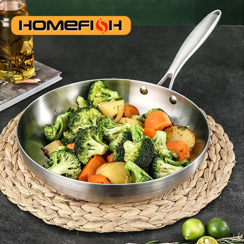 PDG1 304 Stainless Steel Frying Pan – Uncoated, Non-Stick & Versatile for All Cooktops