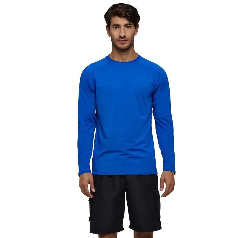Men's UPF 50+ Long Sleeve Shirts Sun Protection SPF/UV Fishing Hiking Running T-Shirts Rashguard Swim Shirts