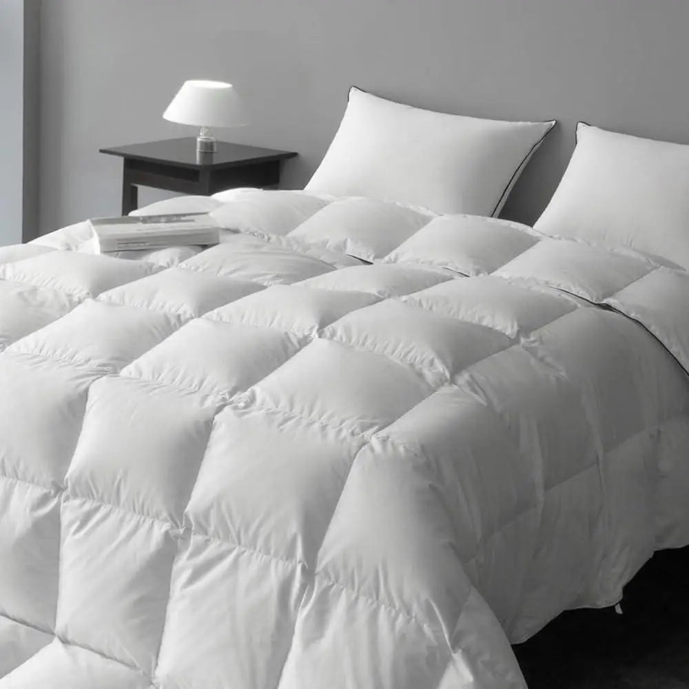 Fluffy Lightweight Down Fiber Comforter All Season Medium Warmth Duvet Insert Hotel Quality Soft Breathable Cozy Sleep Aid
